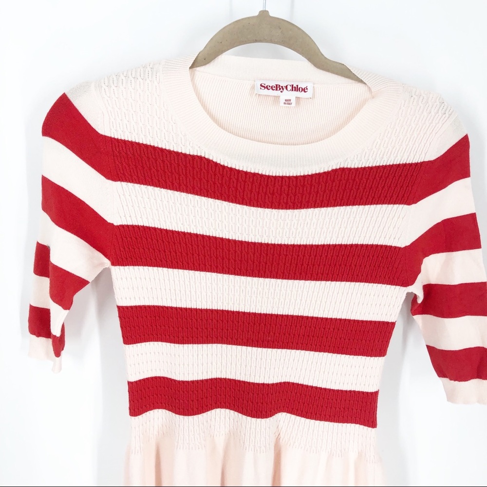 See By Chloe Stripe Knit Sweater Dress Sz S - Picture 5 of 6